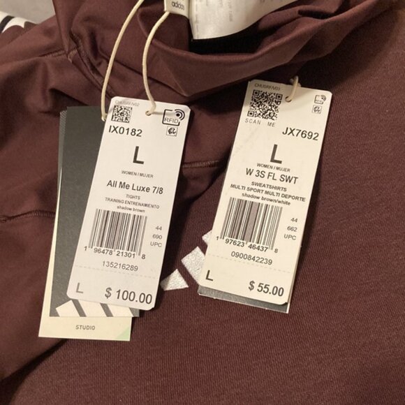 NWT 2 PC ADIDAS OUTFIT WOMENS SIZE L SWEATSHIRT AND LEGGINGS MATCHING SET BUNDLE - Picture 5 of 5